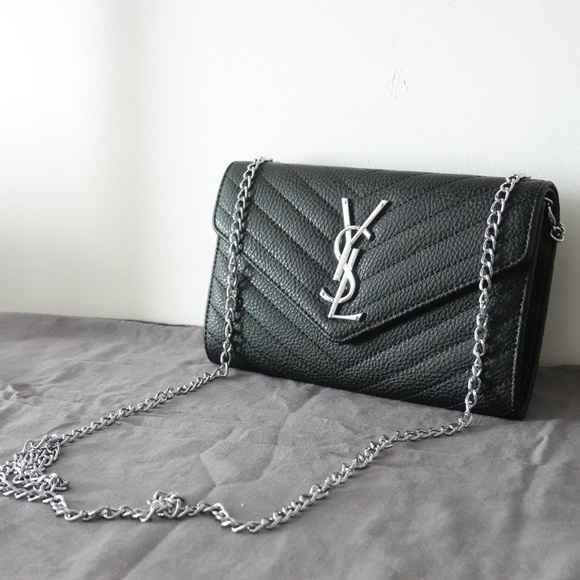 ysl silver wallet on chain